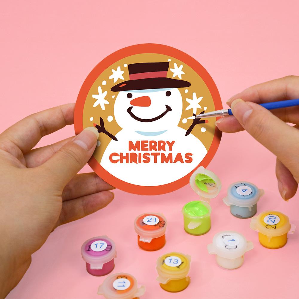 Santa and Snowman Greetings paint by numbers coasters – image 7