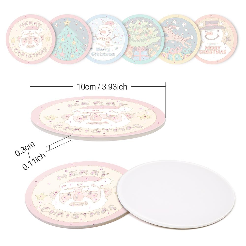 Santa and Snowman Greetings paint by numbers coasters – image 9