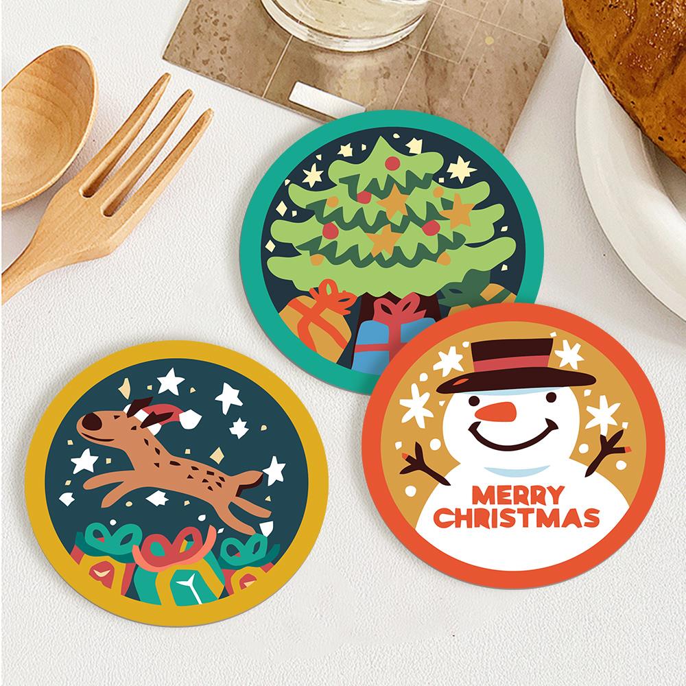 Santa and Snowman Greetings paint by numbers coasters – image 14