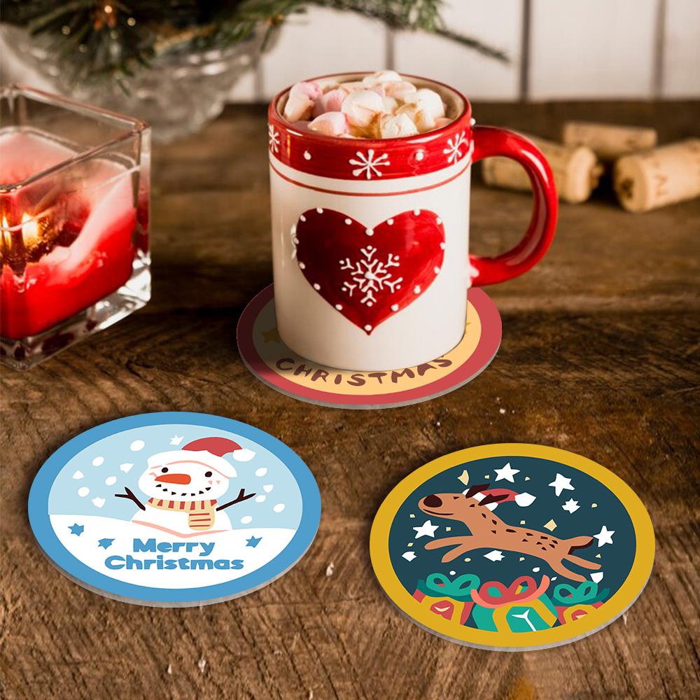 Santa and Snowman Greetings paint by numbers coasters – image 16