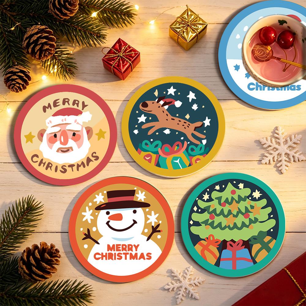 Santa and Snowman Greetings paint by numbers coasters – image 19