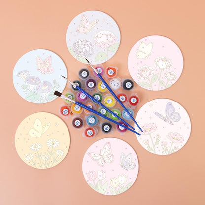 Pastel Butterfly Meadow paint by numbers coasters – image 2
