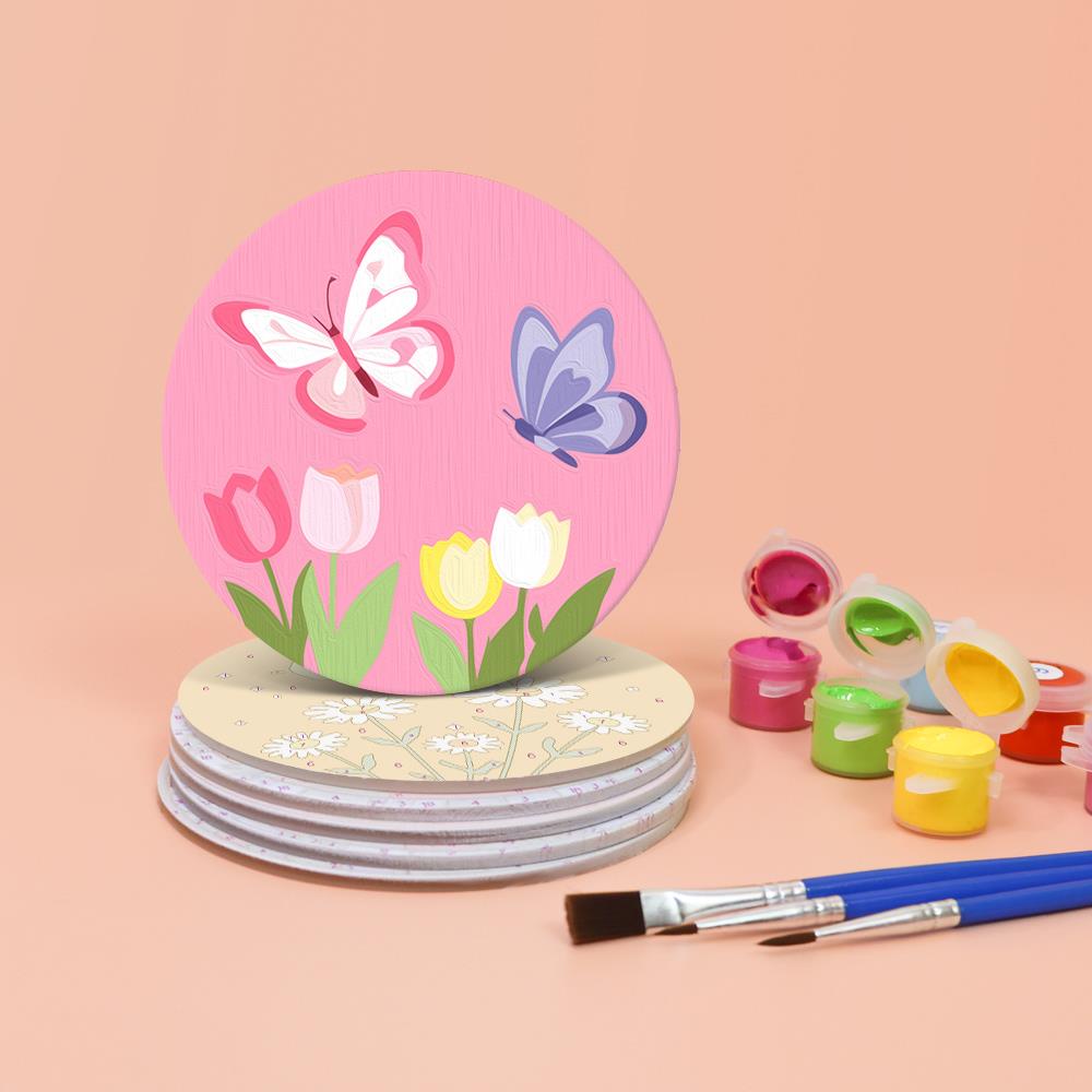 Pastel Butterfly Meadow paint by numbers coasters – image 4
