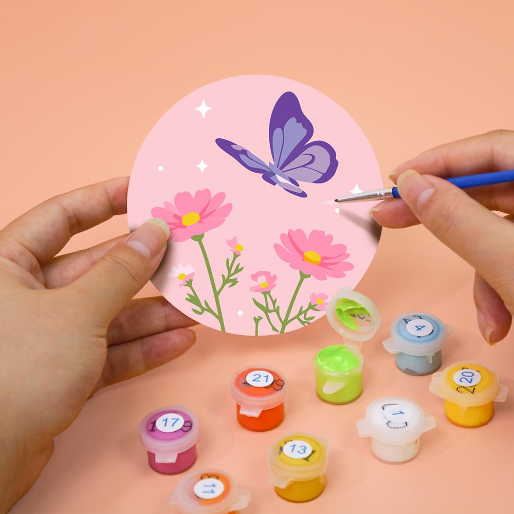 Pastel Butterfly Meadow paint by numbers coasters – image 7