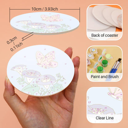 Pastel Butterfly Meadow paint by numbers coasters – image 8