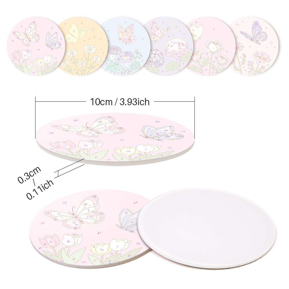 Pastel Butterfly Meadow paint by numbers coasters – image 9