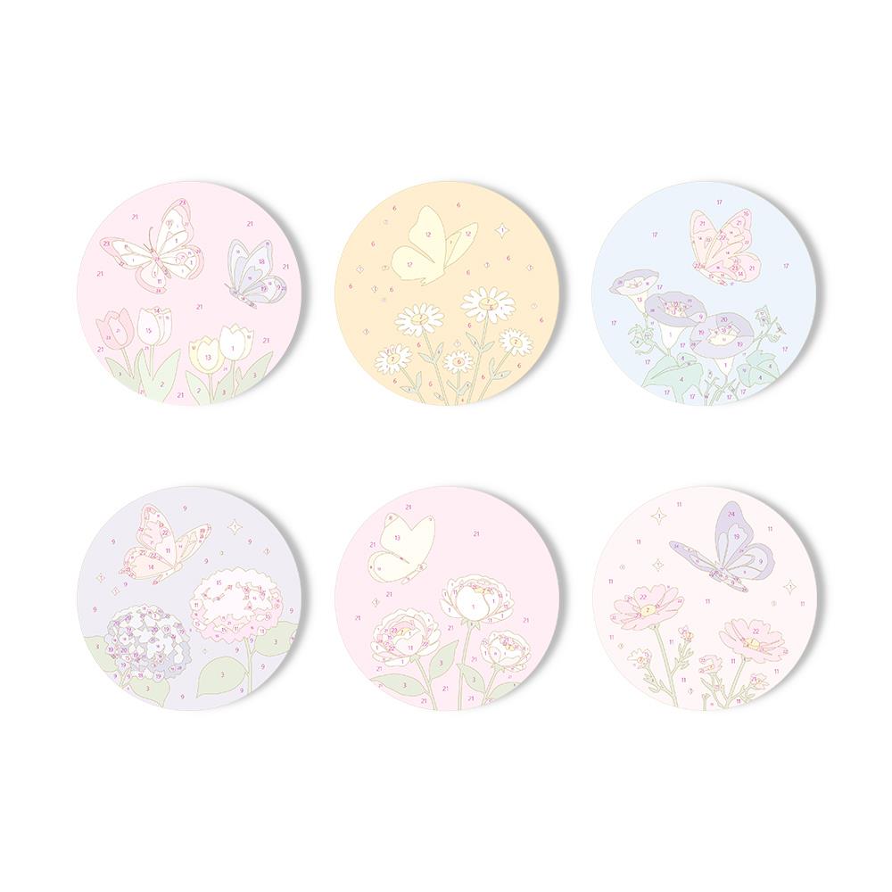 Pastel Butterfly Meadow paint by numbers coasters – image 11