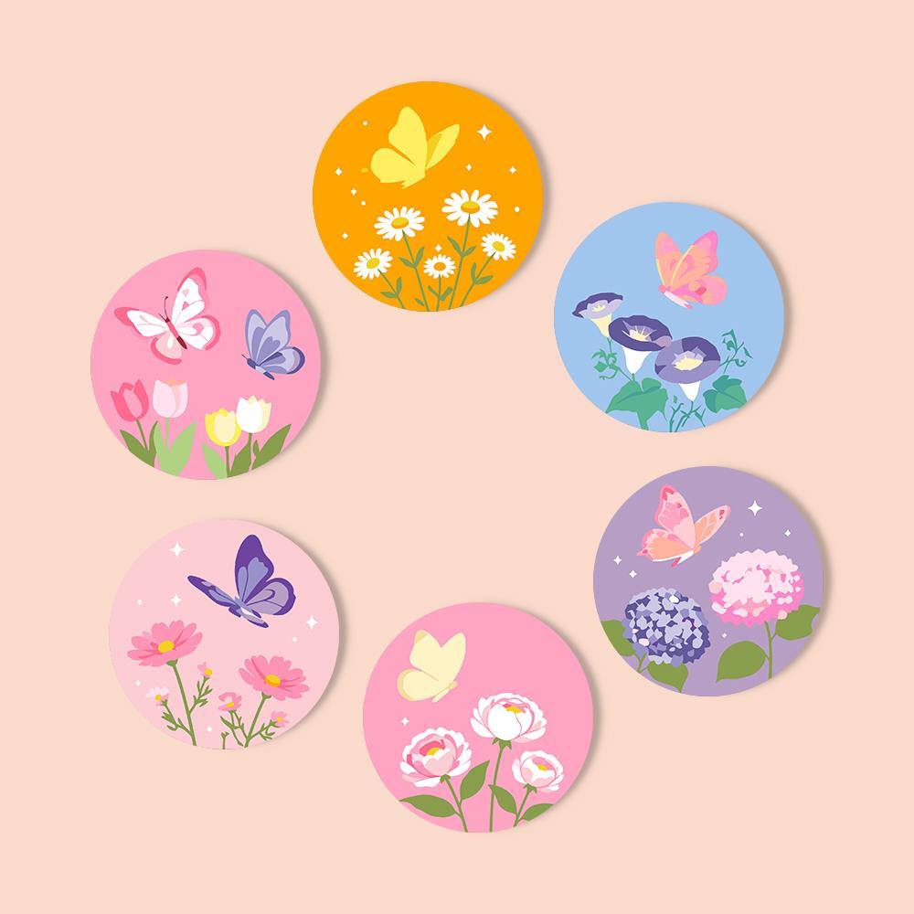 Pastel Butterfly Meadow paint by numbers coasters – image 12