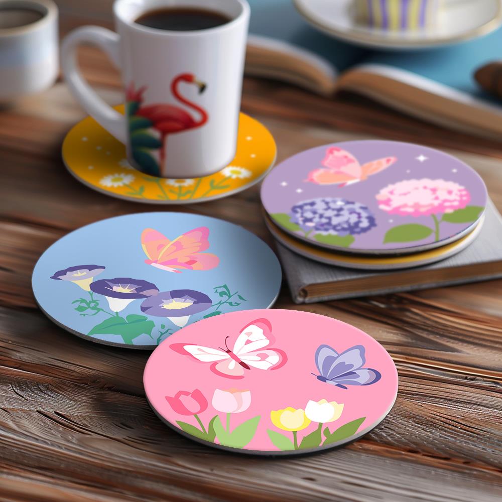 Pastel Butterfly Meadow paint by numbers coasters – image 15