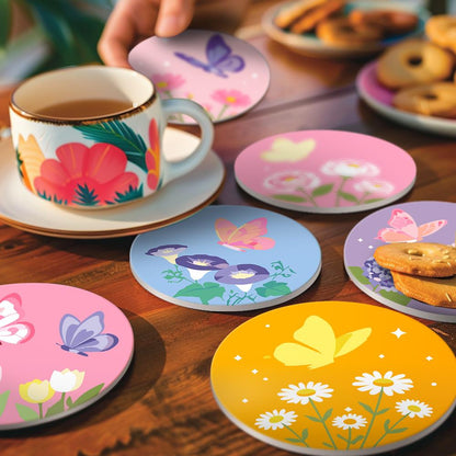 Pastel Butterfly Meadow paint by numbers coasters – image 16