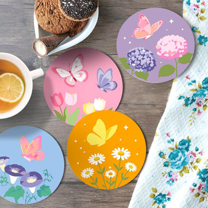 Pastel Butterfly Meadow paint by numbers coasters – image 17