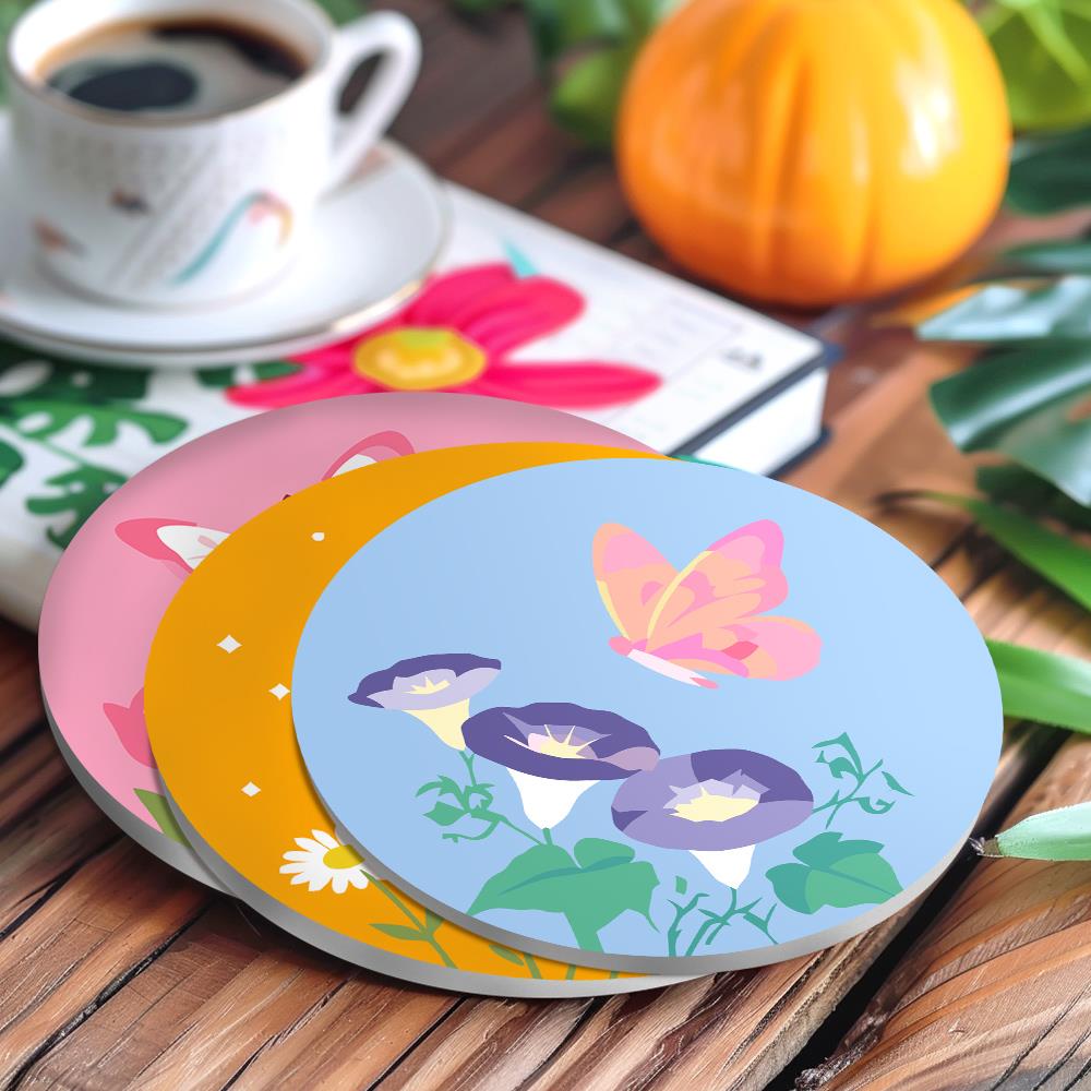 Pastel Butterfly Meadow paint by numbers coasters – image 19