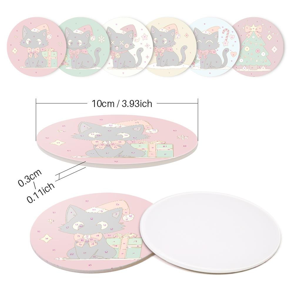 Santa Hat Black Cats paint by numbers coasters – image 9
