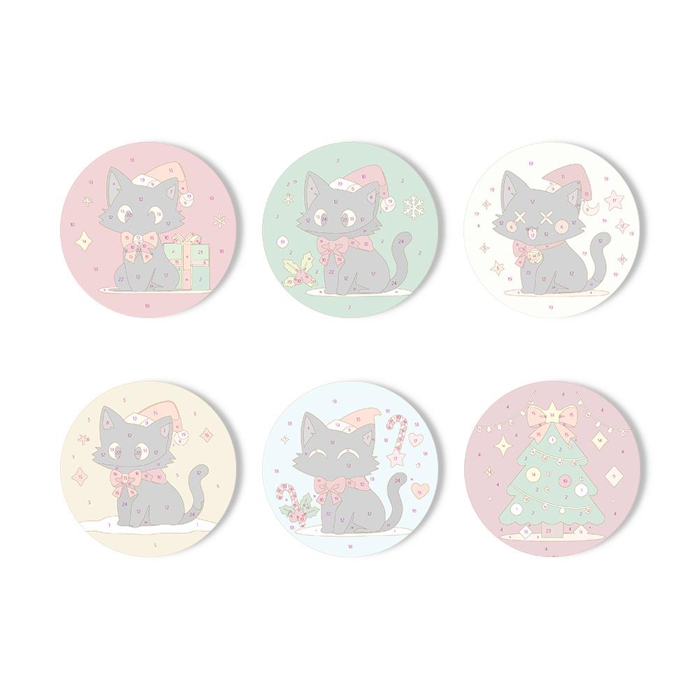 Santa Hat Black Cats paint by numbers coasters – image 11