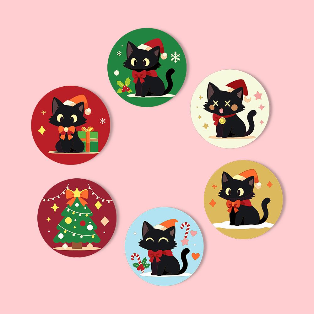 Santa Hat Black Cats paint by numbers coasters – image 12