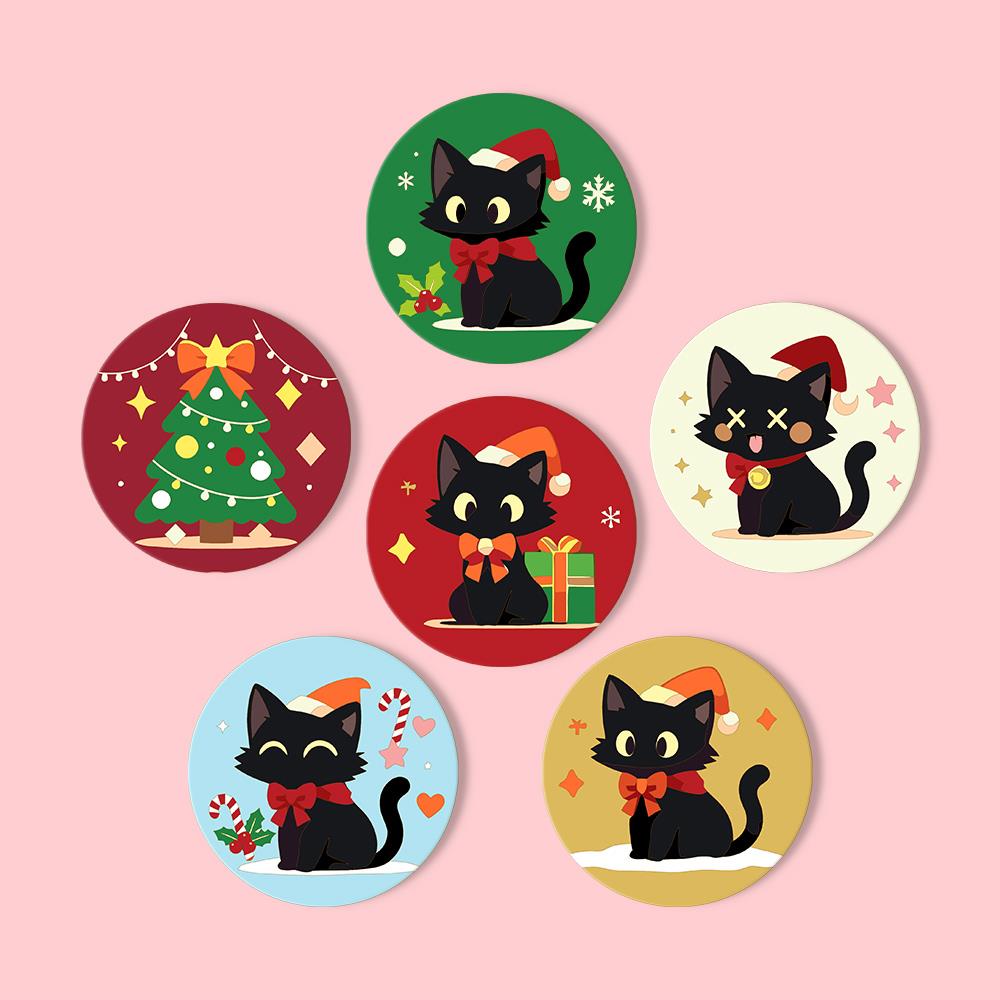Santa Hat Black Cats paint by numbers coasters – image 13