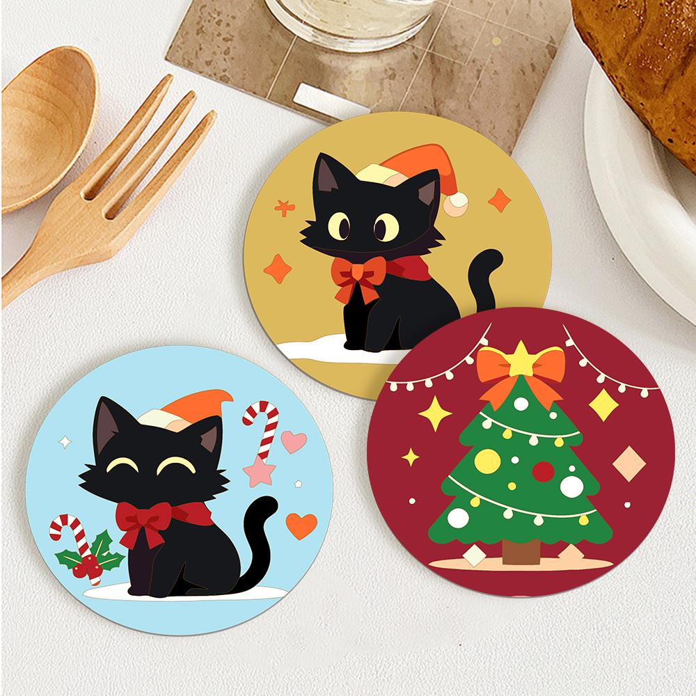 Santa Hat Black Cats paint by numbers coasters – image 14