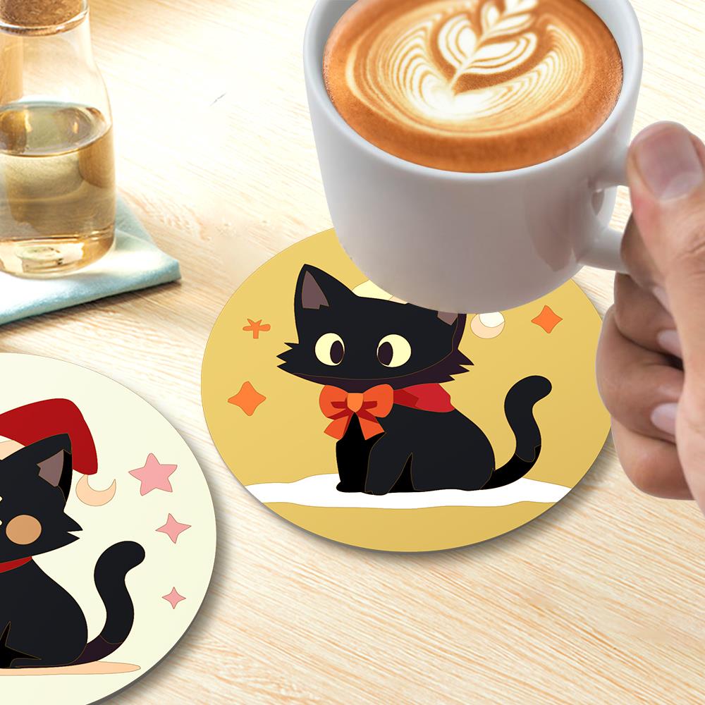 Santa Hat Black Cats paint by numbers coasters – image 15