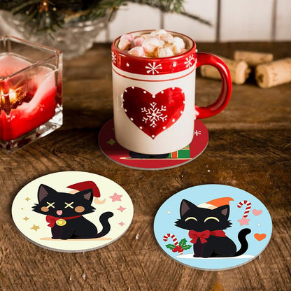 Santa Hat Black Cats paint by numbers coasters – image 16