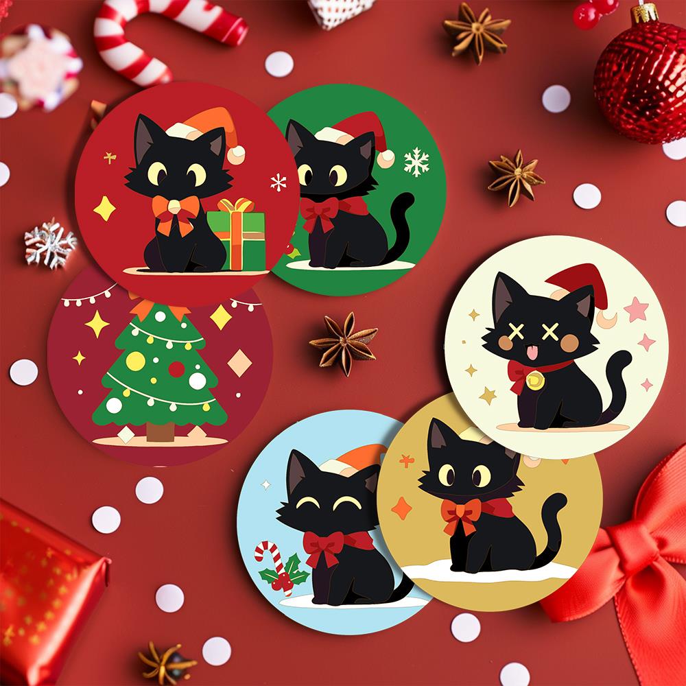 Santa Hat Black Cats paint by numbers coasters – image 17