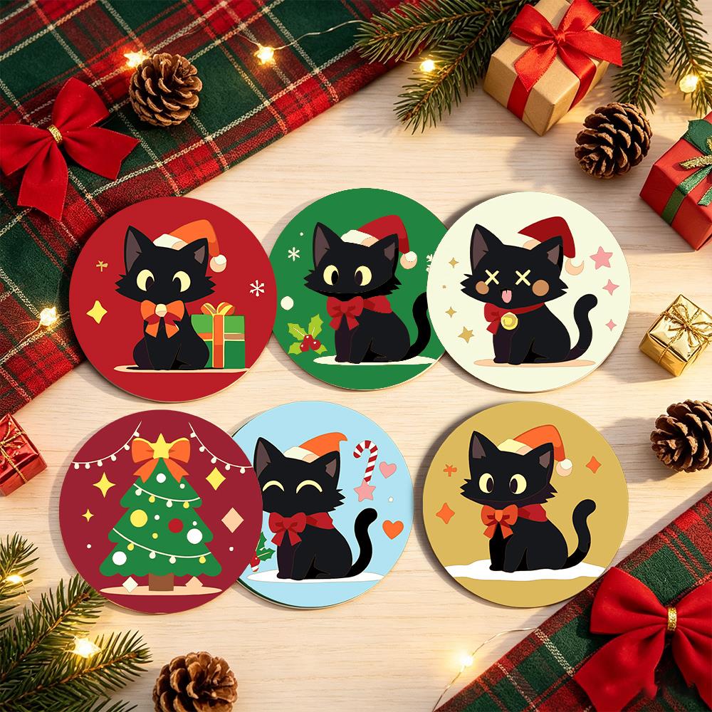 Santa Hat Black Cats paint by numbers coasters – image 18