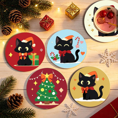 Santa Hat Black Cats paint by numbers coasters – image 19