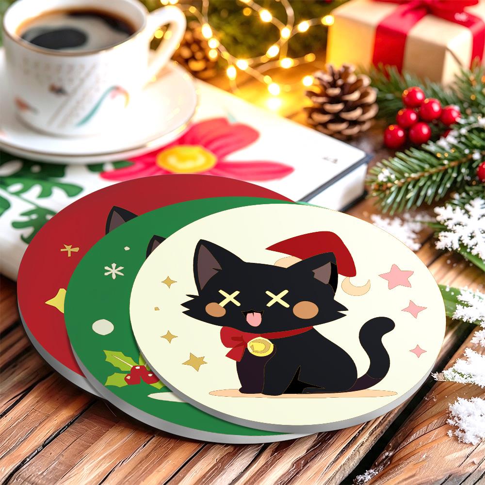 Santa Hat Black Cats paint by numbers coasters – image 20