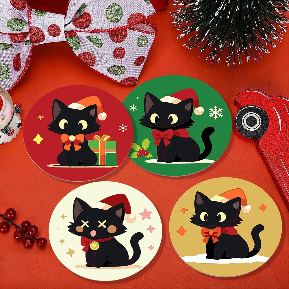 Santa Hat Black Cats paint by numbers coasters – image 21