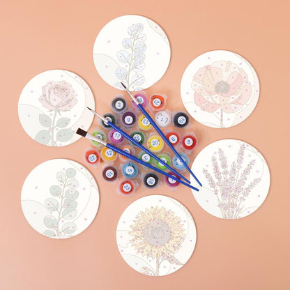 Boho Neutral Botanicals paint by numbers coasters – image 2