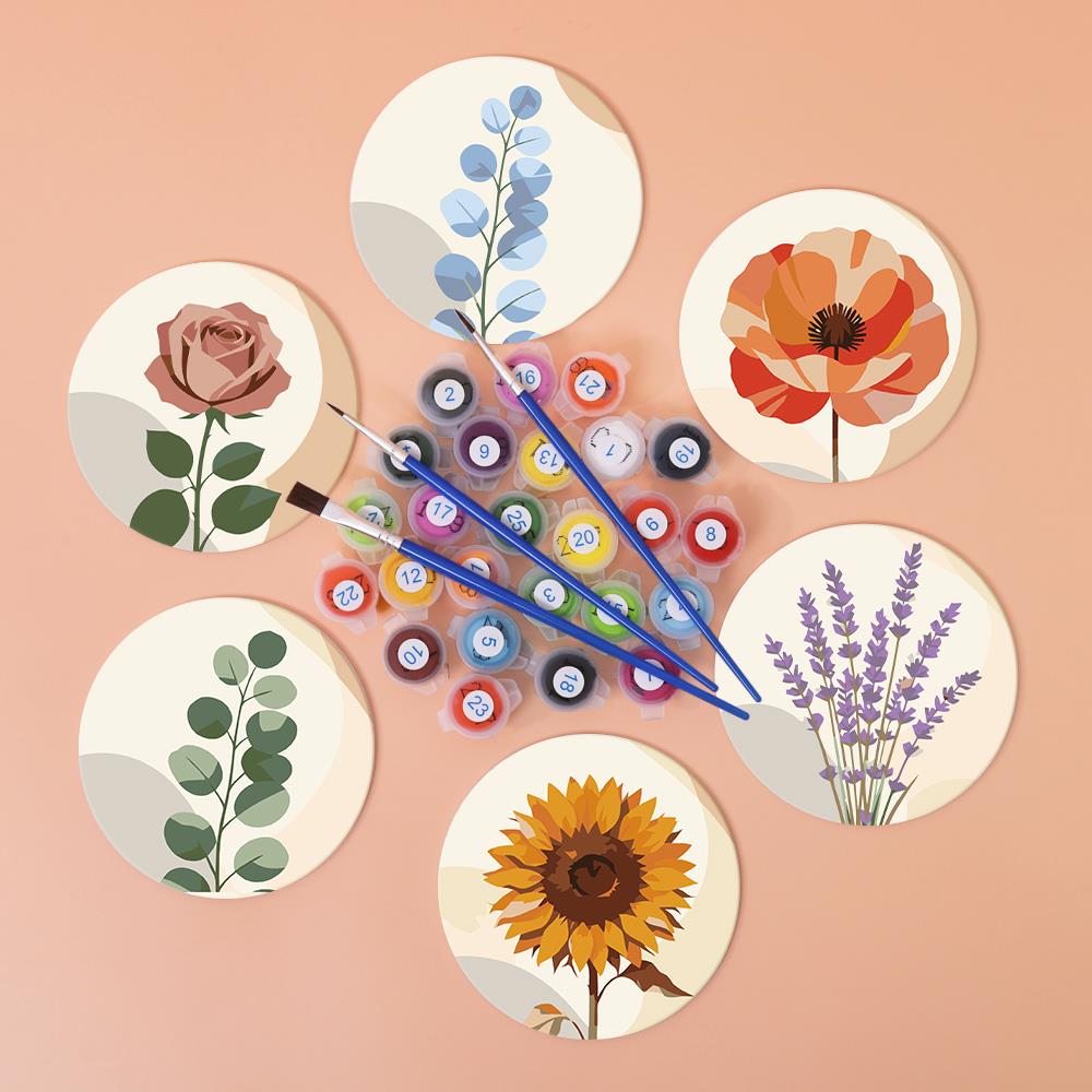Boho Neutral Botanicals paint by numbers coasters – image 3