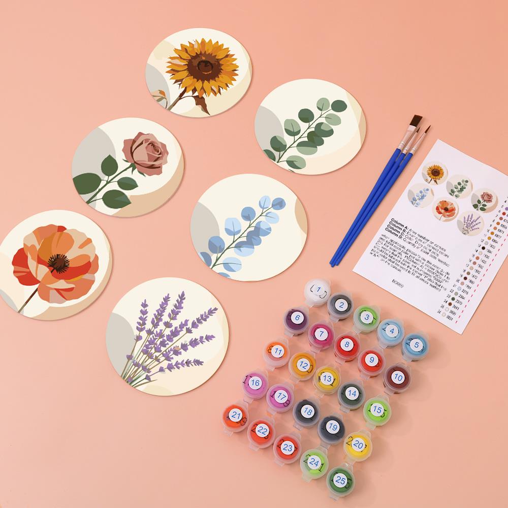 Boho Neutral Botanicals paint by numbers coasters – image 5