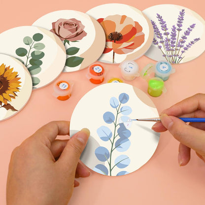 Boho Neutral Botanicals paint by numbers coasters – image 6