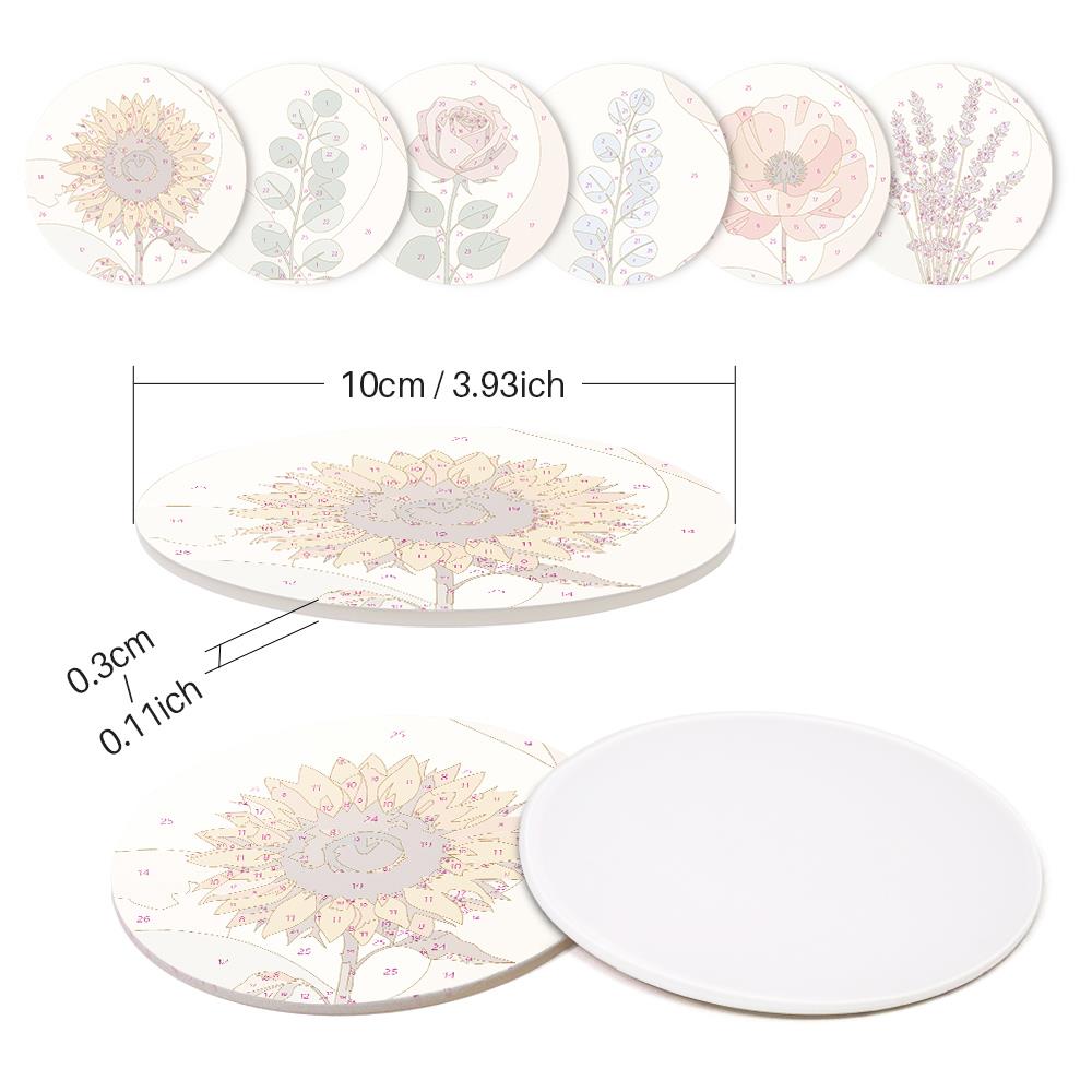 Boho Neutral Botanicals paint by numbers coasters – image 9