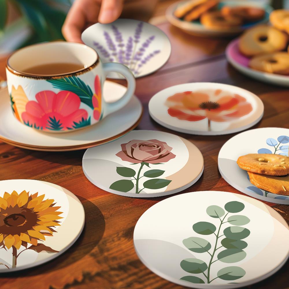 Boho Neutral Botanicals paint by numbers coasters – image 18
