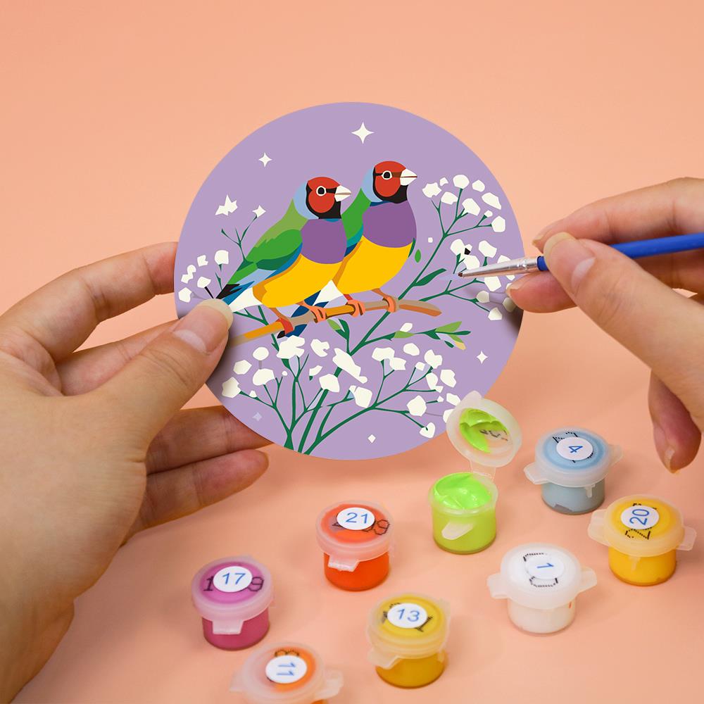 Hoopoe and Hummingbird Blooms paint by numbers coasters – image 7
