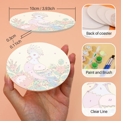 Hoopoe and Hummingbird Blooms paint by numbers coasters – image 8