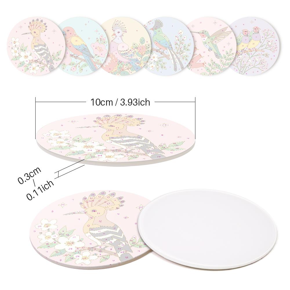 Hoopoe and Hummingbird Blooms paint by numbers coasters – image 9