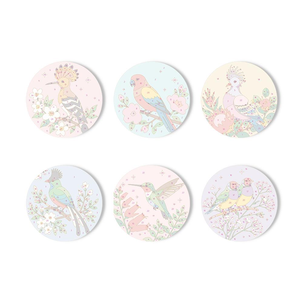 Hoopoe and Hummingbird Blooms paint by numbers coasters – image 11