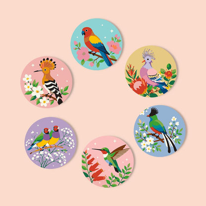 Hoopoe and Hummingbird Blooms paint by numbers coasters – image 12