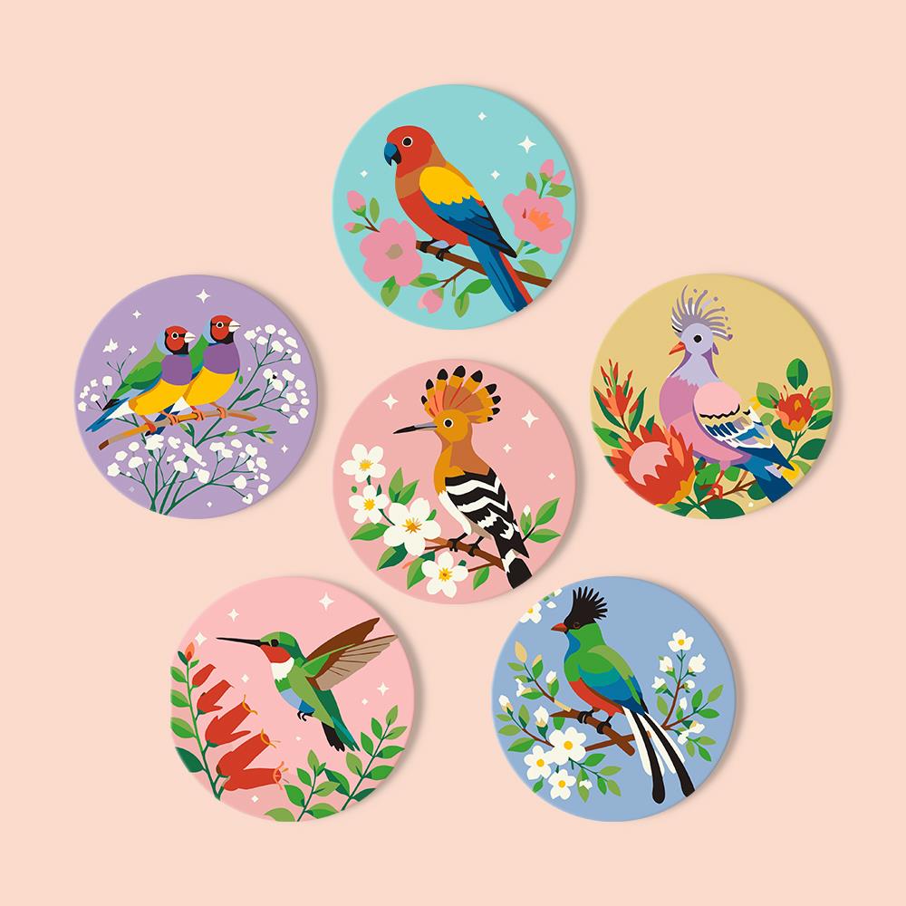 Hoopoe and Hummingbird Blooms paint by numbers coasters – image 13