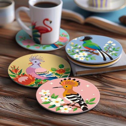 Hoopoe and Hummingbird Blooms paint by numbers coasters – image 16