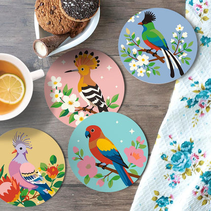 Hoopoe and Hummingbird Blooms paint by numbers coasters – image 17