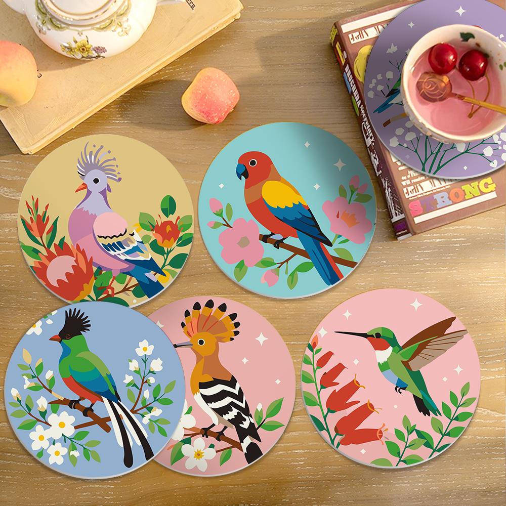 Hoopoe and Hummingbird Blooms paint by numbers coasters – image 18