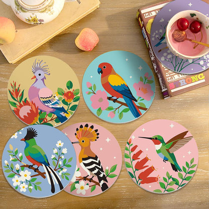 Hoopoe and Hummingbird Blooms paint by numbers coasters – image 18
