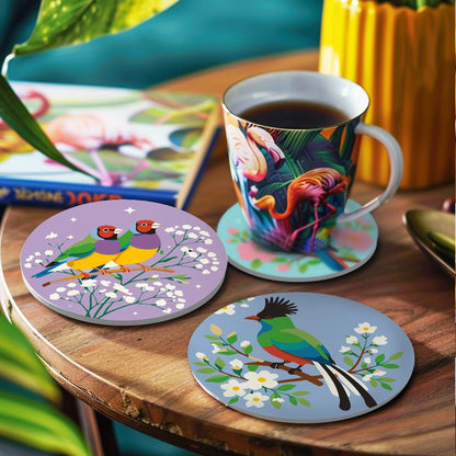 Hoopoe and Hummingbird Blooms paint by numbers coasters – image 19