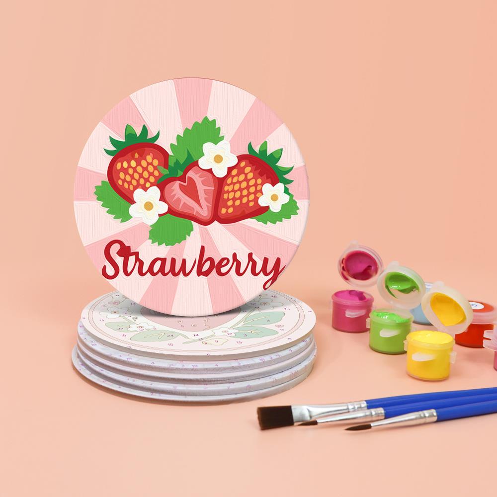 Berry Sweet Strawberry Picnic paint by numbers coasters – image 4