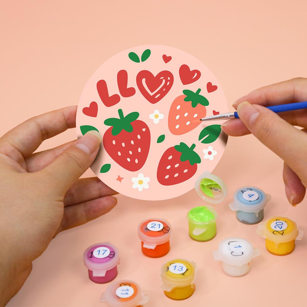 Berry Sweet Strawberry Picnic paint by numbers coasters – image 7
