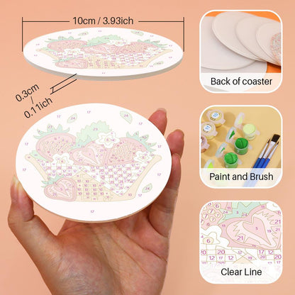 Berry Sweet Strawberry Picnic paint by numbers coasters – image 8
