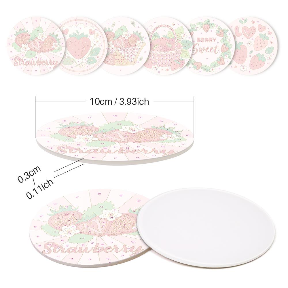 Berry Sweet Strawberry Picnic paint by numbers coasters – image 9