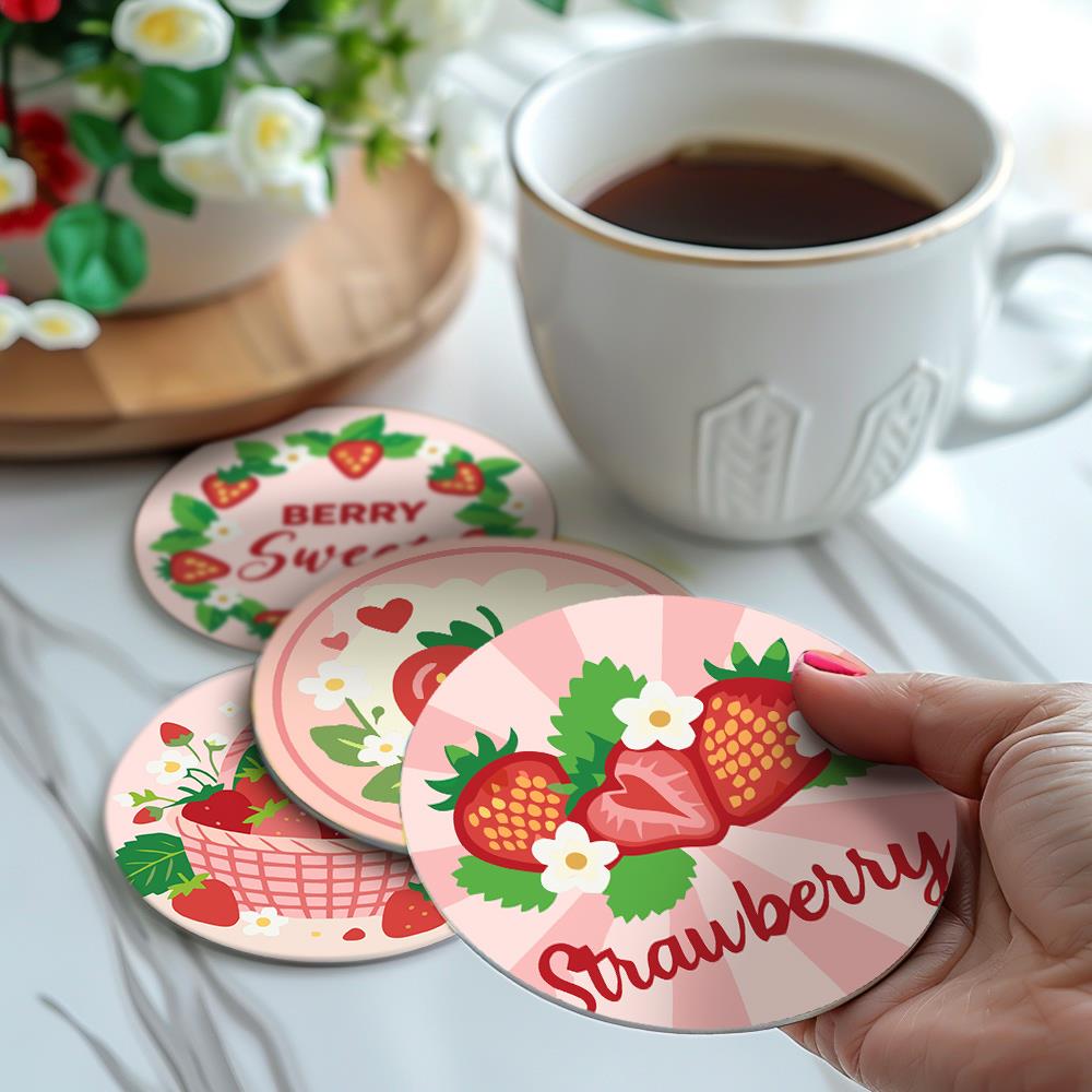 Berry Sweet Strawberry Picnic paint by numbers coasters – image 16